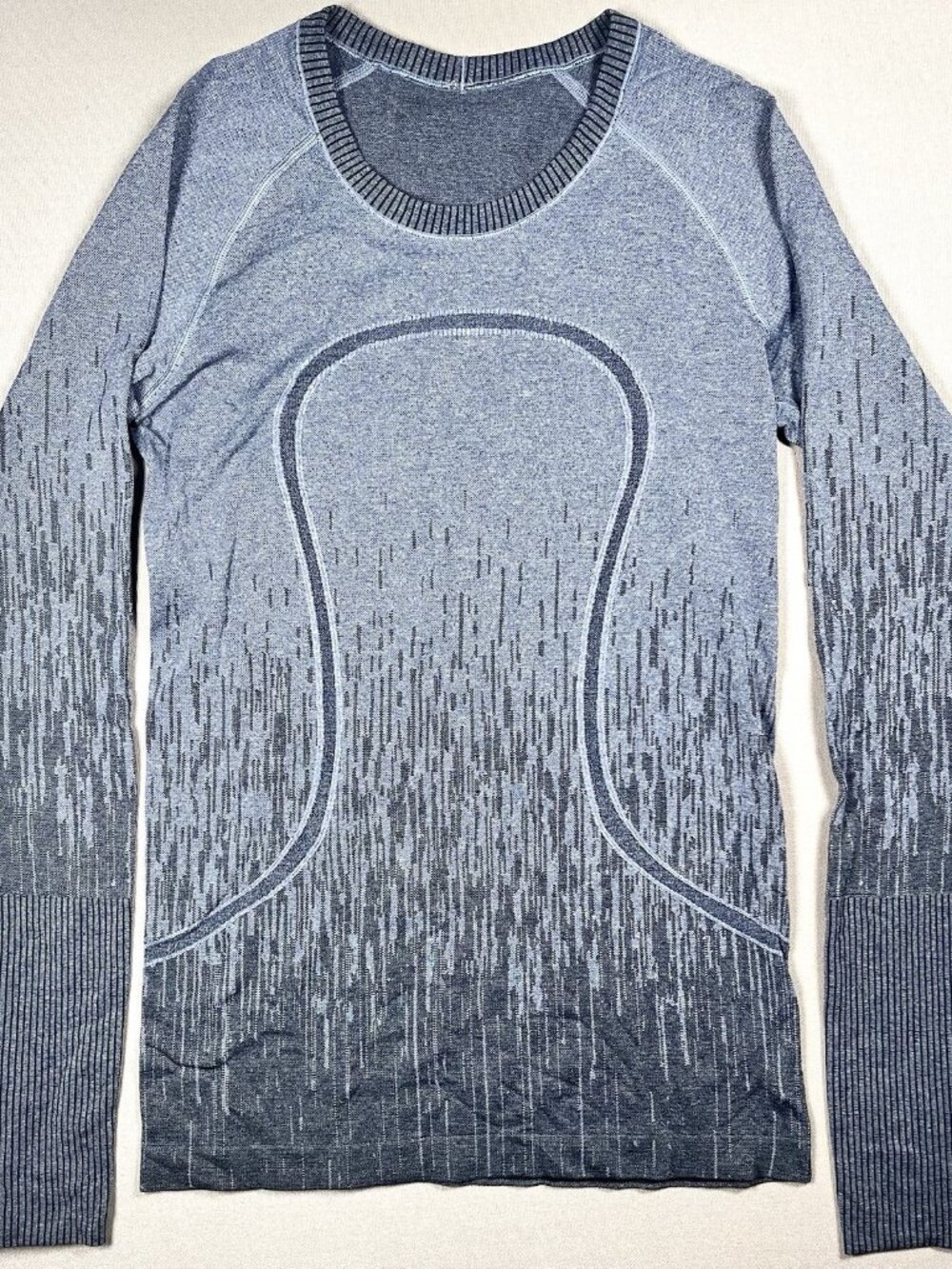 Lululemon Run Swiftly Tech Long Sleeve Crew Heathered Deep Navy Shirt - Size 8